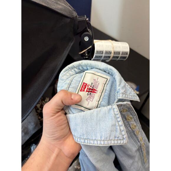 Vintage Levis Jeans White Tab Western Shirt Women Large Chambray Workwear Casual - Picture 7 of 7